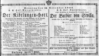 Theaterzettel (Oper und Burgtheater in Wien) 18471114 Seite: 1