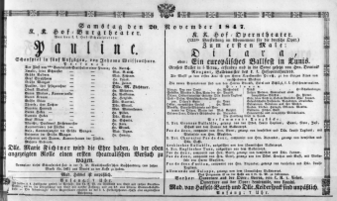 Theaterzettel (Oper und Burgtheater in Wien) 18471120 Seite: 1