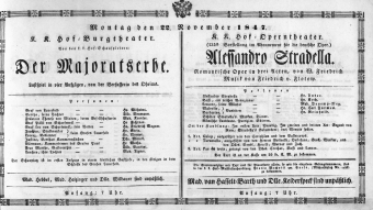 Theaterzettel (Oper und Burgtheater in Wien) 18471122 Seite: 1