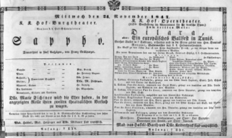 Theaterzettel (Oper und Burgtheater in Wien) 18471124 Seite: 1