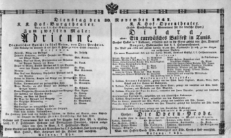 Theaterzettel (Oper und Burgtheater in Wien) 18471130 Seite: 1