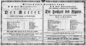 Theaterzettel (Oper und Burgtheater in Wien) 18471201 Seite: 1