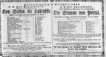 Theaterzettel (Oper und Burgtheater in Wien) 18471202 Seite: 1