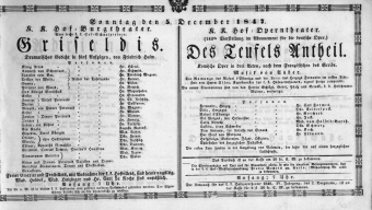 Theaterzettel (Oper und Burgtheater in Wien) 18471205 Seite: 1