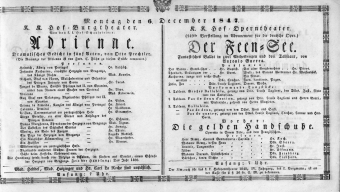 Theaterzettel (Oper und Burgtheater in Wien) 18471206 Seite: 1