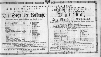 Theaterzettel (Oper und Burgtheater in Wien) 18471207 Seite: 1