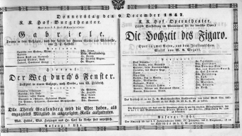 Theaterzettel (Oper und Burgtheater in Wien) 18471209 Seite: 1