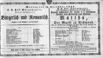 Theaterzettel (Oper und Burgtheater in Wien) 18471213 Seite: 1