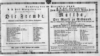 Theaterzettel (Oper und Burgtheater in Wien) 18471218 Seite: 1