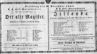 Theaterzettel (Oper und Burgtheater in Wien) 18471228 Seite: 1