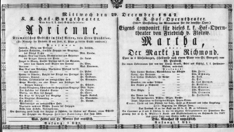 Theaterzettel (Oper und Burgtheater in Wien) 18471229 Seite: 1