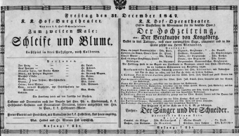 Theaterzettel (Oper und Burgtheater in Wien) 18471231 Seite: 1