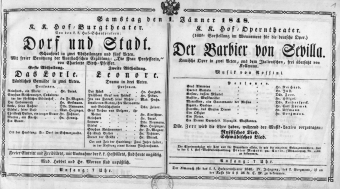 Theaterzettel (Oper und Burgtheater in Wien) 18480101 Seite: 1