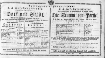 Theaterzettel (Oper und Burgtheater in Wien) 18480107 Seite: 1