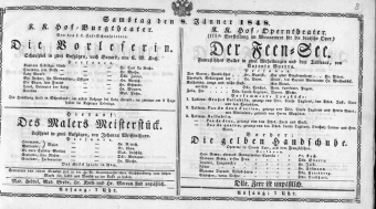 Theaterzettel (Oper und Burgtheater in Wien) 18480108 Seite: 1