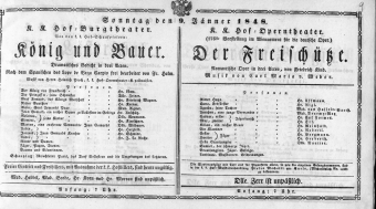 Theaterzettel (Oper und Burgtheater in Wien) 18480109 Seite: 1