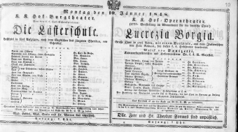 Theaterzettel (Oper und Burgtheater in Wien) 18480110 Seite: 1