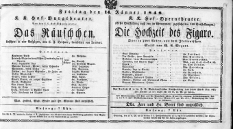 Theaterzettel (Oper und Burgtheater in Wien) 18480114 Seite: 1