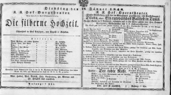 Theaterzettel (Oper und Burgtheater in Wien) 18480118 Seite: 1