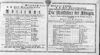 Theaterzettel (Oper und Burgtheater in Wien) 18480119 Seite: 1