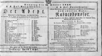 Theaterzettel (Oper und Burgtheater in Wien) 18480123 Seite: 1