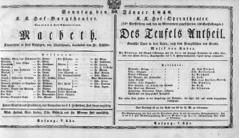 Theaterzettel (Oper und Burgtheater in Wien) 18480130 Seite: 1