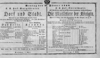 Theaterzettel (Oper und Burgtheater in Wien) 18480131 Seite: 1