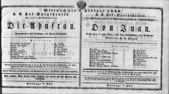Theaterzettel (Oper und Burgtheater in Wien) 18480202 Seite: 1