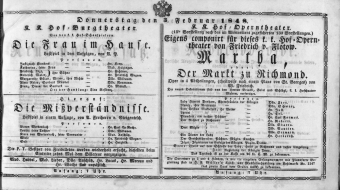 Theaterzettel (Oper und Burgtheater in Wien) 18480203 Seite: 1