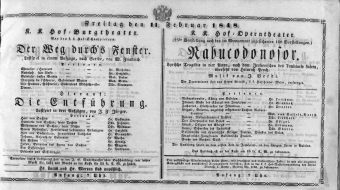 Theaterzettel (Oper und Burgtheater in Wien) 18480211 Seite: 1