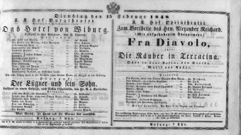 Theaterzettel (Oper und Burgtheater in Wien) 18480215 Seite: 1