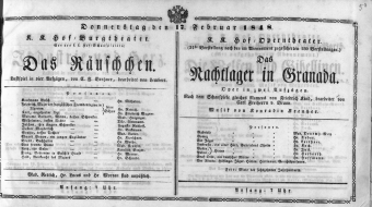 Theaterzettel (Oper und Burgtheater in Wien) 18480217 Seite: 1