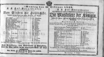 Theaterzettel (Oper und Burgtheater in Wien) 18480221 Seite: 1