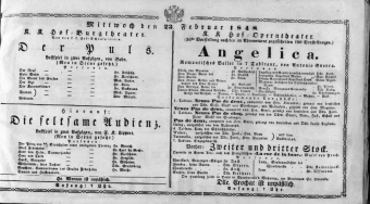 Theaterzettel (Oper und Burgtheater in Wien) 18480223 Seite: 1