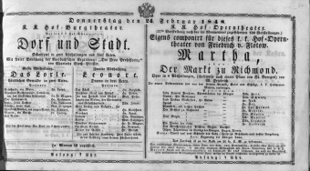 Theaterzettel (Oper und Burgtheater in Wien) 18480224 Seite: 1