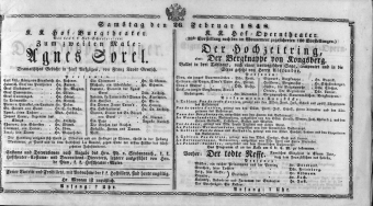 Theaterzettel (Oper und Burgtheater in Wien) 18480226 Seite: 1