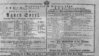 Theaterzettel (Oper und Burgtheater in Wien) 18480229 Seite: 1