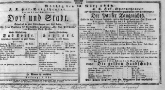 Theaterzettel (Oper und Burgtheater in Wien) 18480313 Seite: 1