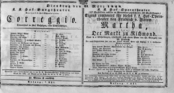 Theaterzettel (Oper und Burgtheater in Wien) 18480321 Seite: 1
