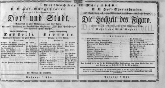 Theaterzettel (Oper und Burgtheater in Wien) 18480322 Seite: 1