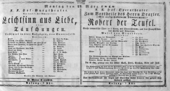 Theaterzettel (Oper und Burgtheater in Wien) 18480327 Seite: 1