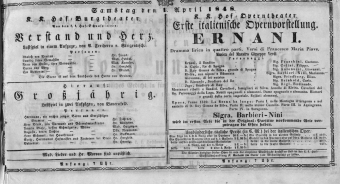 Theaterzettel (Oper und Burgtheater in Wien) 18480401 Seite: 1