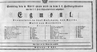 Theaterzettel (Oper und Burgtheater in Wien) 18480409 Seite: 1