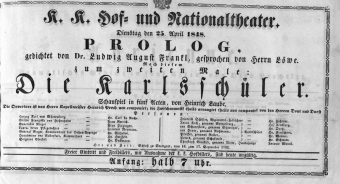 Theaterzettel (Oper und Burgtheater in Wien) 18480425 Seite: 1
