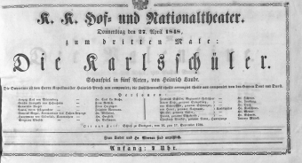 Theaterzettel (Oper und Burgtheater in Wien) 18480427 Seite: 1