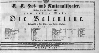 Theaterzettel (Oper und Burgtheater in Wien) 18480428 Seite: 1