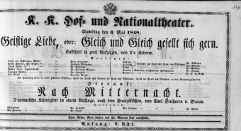 Theaterzettel (Oper und Burgtheater in Wien) 18480506 Seite: 1