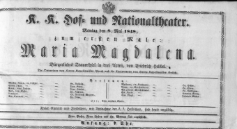 Theaterzettel (Oper und Burgtheater in Wien) 18480508 Seite: 1