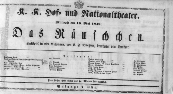 Theaterzettel (Oper und Burgtheater in Wien) 18480510 Seite: 1