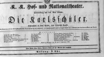 Theaterzettel (Oper und Burgtheater in Wien) 18480511 Seite: 1